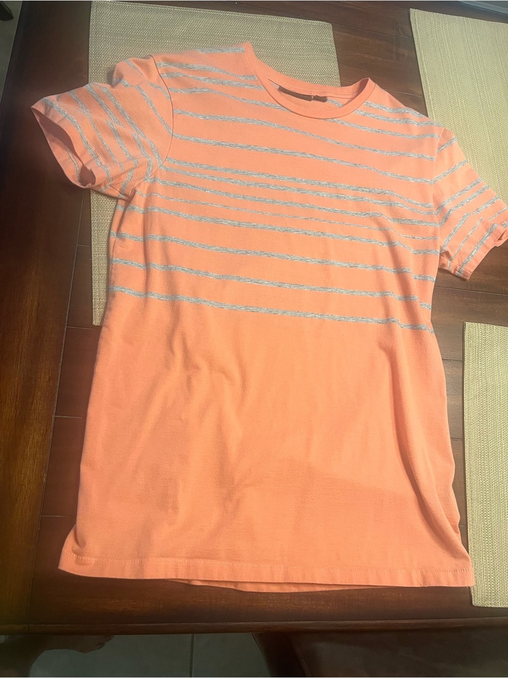 Marc Anthony Peach Short Sleeve Tee with Silver Stripes